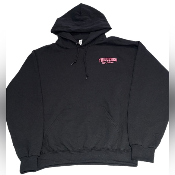 NWOT Medium “triggered by idiots” Black Hoodie - Picture 2 of 3